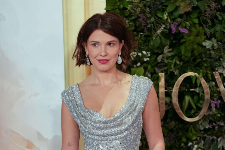 Millie Bobby cami pajamas and micro shorts